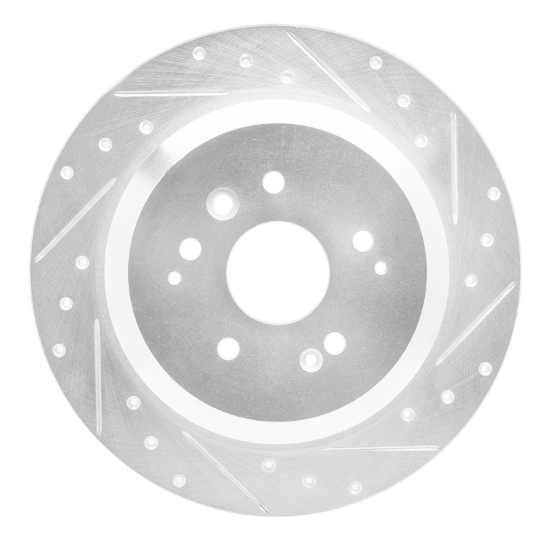 Acura MDX Brake Rotor (1) - Rear Right - R1 Concepts - Drilled & Slotted - Silver - `14-`16